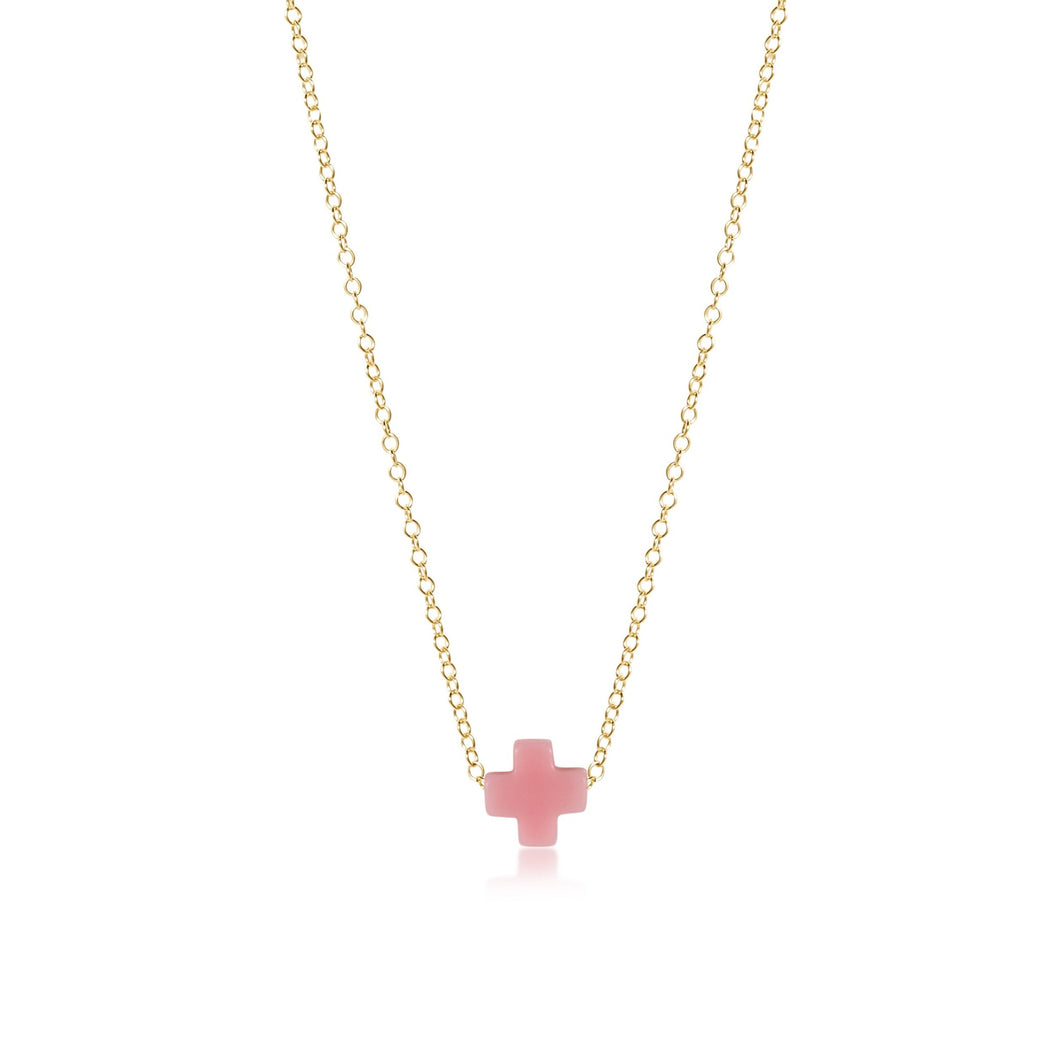 Enewton Egirl Signture Cross Pink Necklace Gold 14