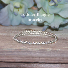 Load image into Gallery viewer, 5&quot; Beaded Toddler Bangle Bracelet Silver Finish
