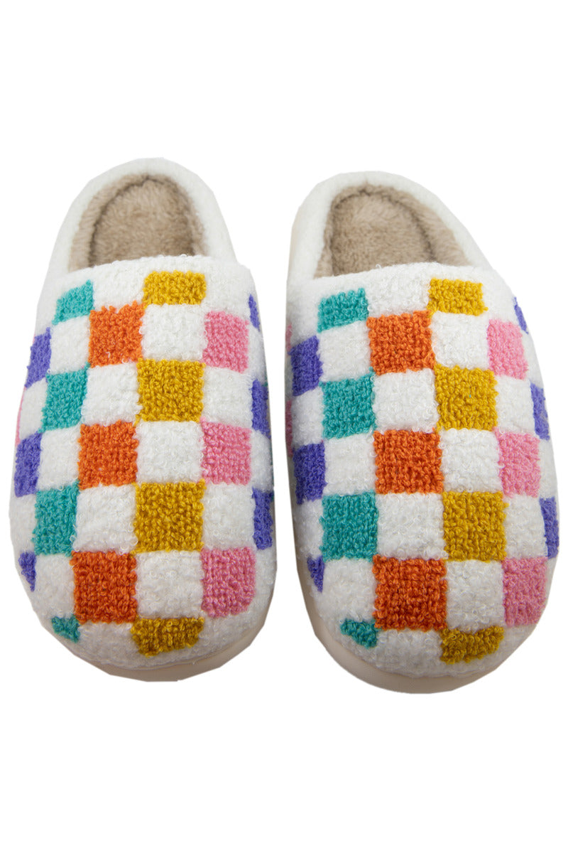 Multicolored Checkered Pattern Slippers