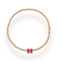 Load image into Gallery viewer, Beaded Blondes Red and Blue Bow Gold Bracelet
