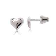 Load image into Gallery viewer, Girls Sterling Silver Puff Heart Earrings
