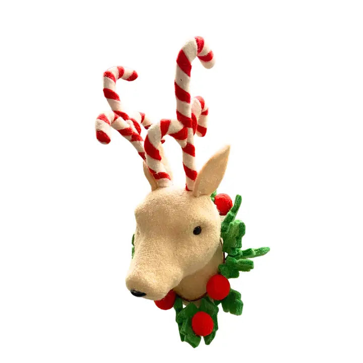 Deer Head Mistletoe Wool Peppermint Antler