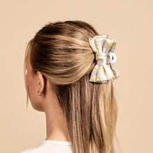 Load image into Gallery viewer, Satin Bow Clip Mini Poppin Petals Aqua
