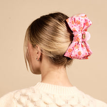 Load image into Gallery viewer, Satin Bow Clip Popping Petals Hot Pink
