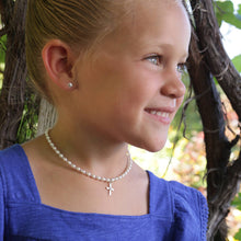 Load image into Gallery viewer, 14K Gold-Plated White Pearl Earrings with Screw Backs

