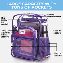 Load image into Gallery viewer, Clear Backpack For School XL Purple
