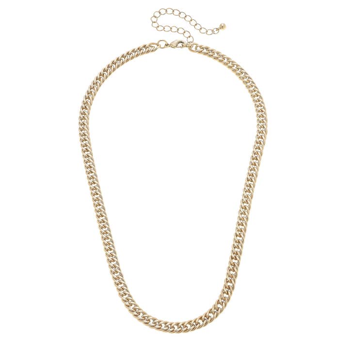 Tommie Cuban Link Chain Necklace Shiny Gold