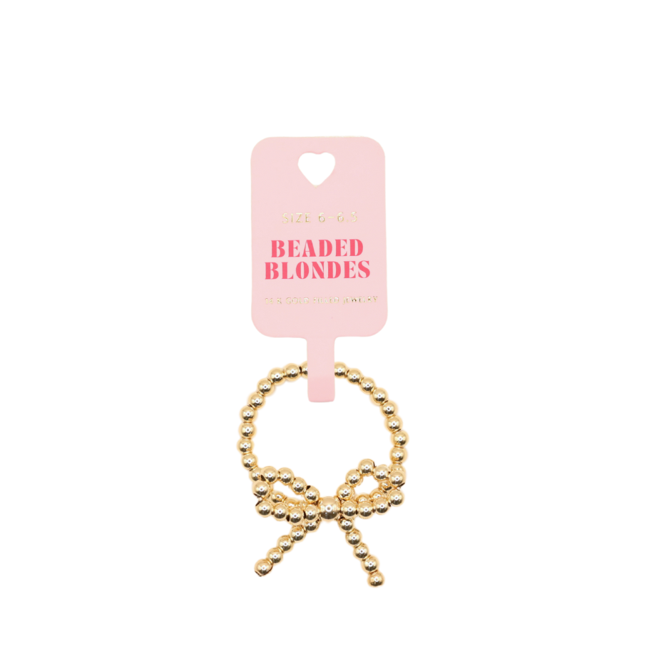 Beaded Blondes Gold Bow Ring