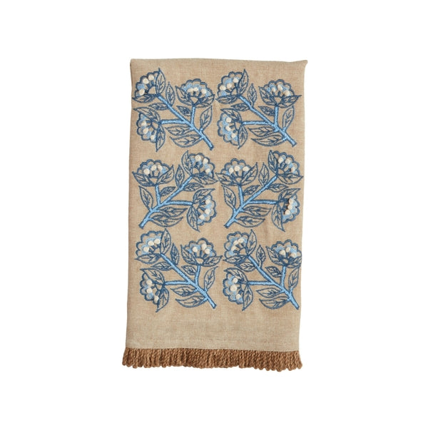 All Over Blue Floral Embroidery Towel