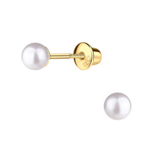 Load image into Gallery viewer, 14K Gold-Plated White Pearl Earrings with Screw Backs
