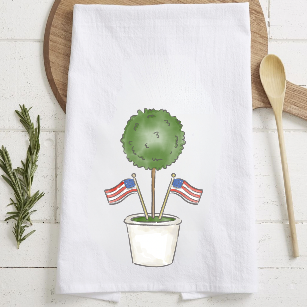 Patriotic Topiary Tea Towel