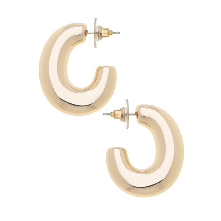 Gia Sculpted Hoop Earring Shiny Gold