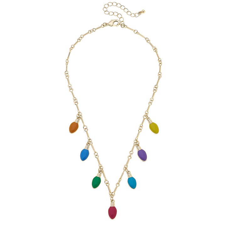 Christmas Lights Enamel Drip Necklace in Multi
