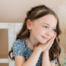 Load image into Gallery viewer, 14K Gold-Plated Huggie with Heart Earrings for Kids, Girls
