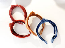 Load image into Gallery viewer, CHILD sized Top Knot Headband Velvet: Navy
