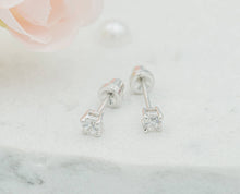 Load image into Gallery viewer, Sterling Silver Clear CZ Stud Earrings for Baby and Children
