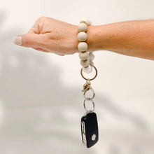 Load image into Gallery viewer, Hands-Free Silicone Beaded Keychain Wristlet - Oatmilk Latte
