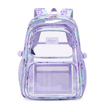 Load image into Gallery viewer, Clear PVC Backpacks for School Teen Girls Purple
