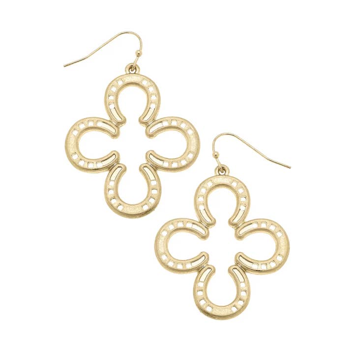 Clyde Horseshoe Clover Earring Worn Gold