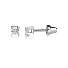 Load image into Gallery viewer, Sterling Silver Clear CZ Stud Earrings for Baby and Children
