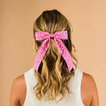 Load image into Gallery viewer, Flower Scallop Hair Bow - Hot Pink
