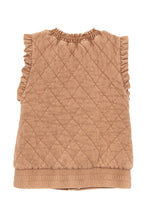 Load image into Gallery viewer, Brown Garment Washed Quilted Ruffle Sleeve Vest
