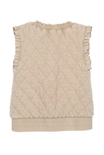 Load image into Gallery viewer, Beige Garment Washed Quilted Ruffle Sleeve Vest
