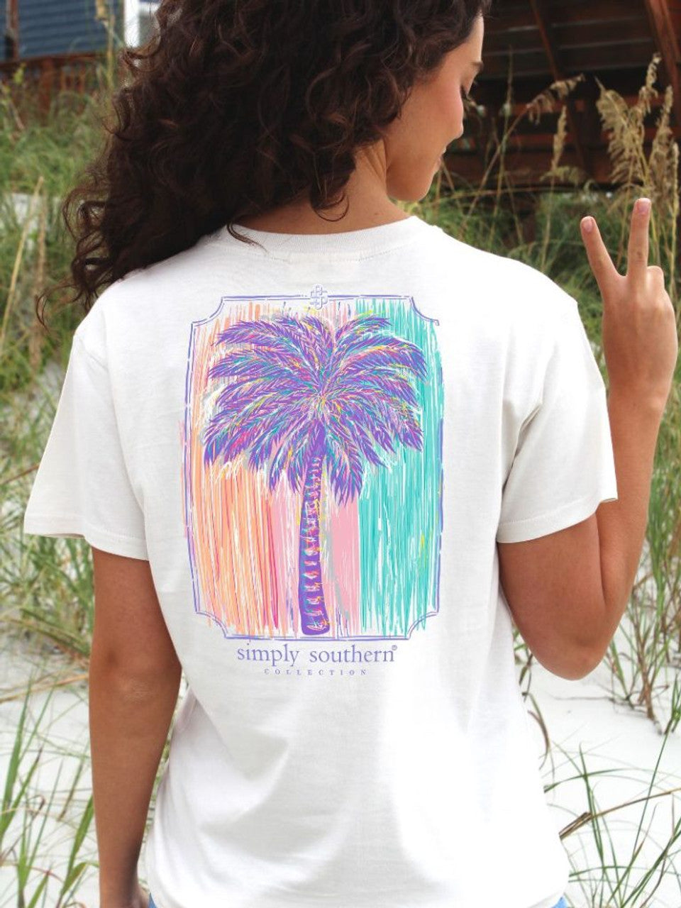Simply Southern Palm White Tee
