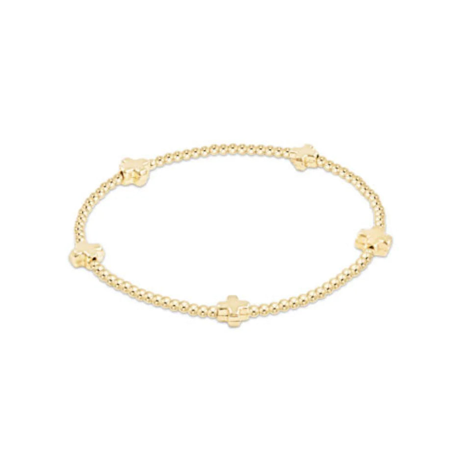 Enewton Small Signature Cross 2mm Gold Bracelet