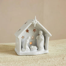 Load image into Gallery viewer, Stoneware Nativity Tealight Holder, White
