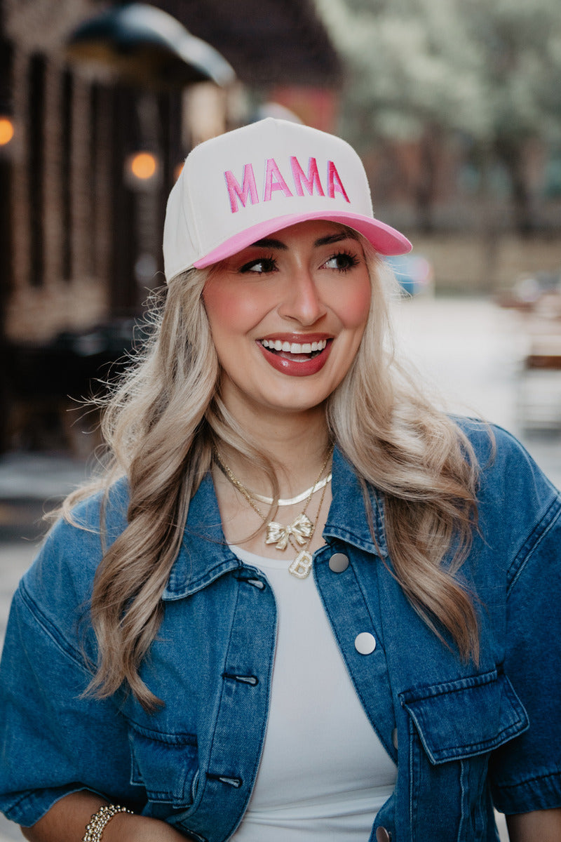 Mama Pink and White Two-Toned Hat