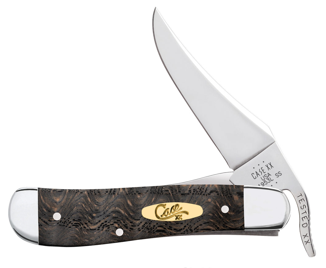 Black Curly Oak Wood Smooth Russlock Knife