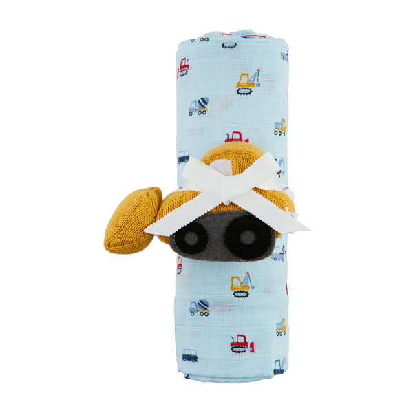 Construction Swaddle and Rattle