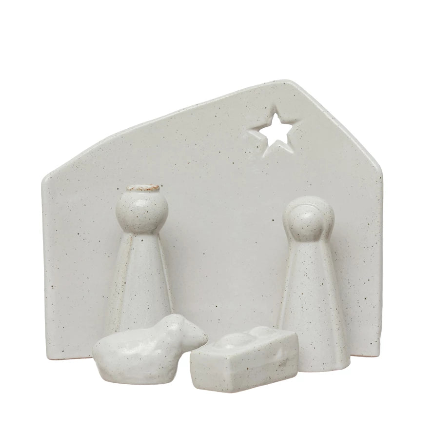 Stoneware Nativity White