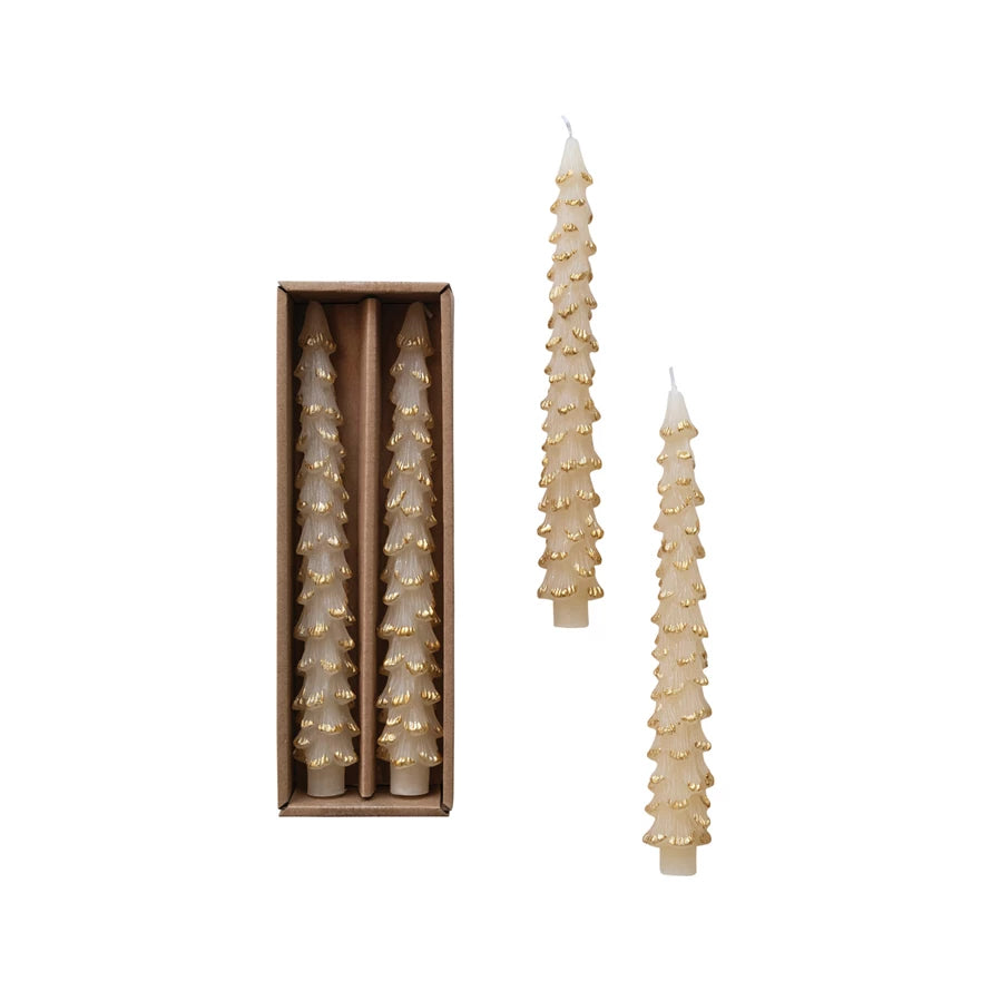 Unscented Tree Shaped Tapers Cream Color
