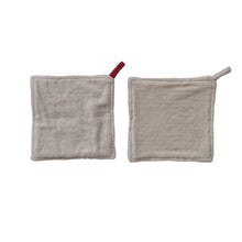 Load image into Gallery viewer, Woven Cotton Tufted Pot Holder w/ Diamond Pattern &amp; Terry Cloth Back 2 Colors
