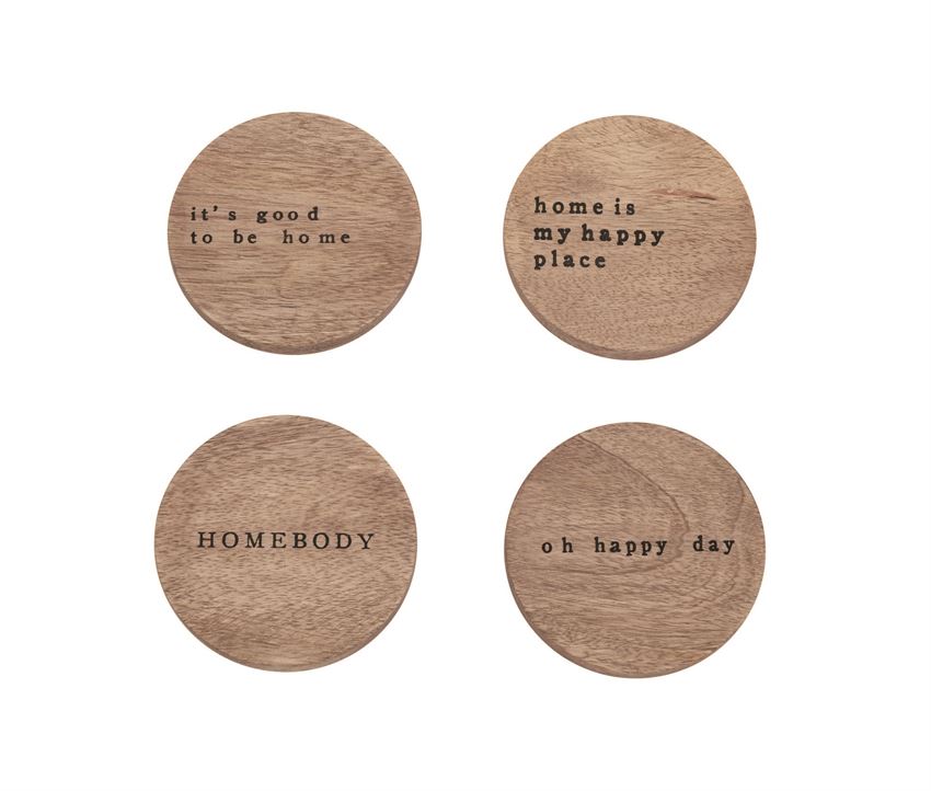 Mudpie Happy Home Wood Coasters