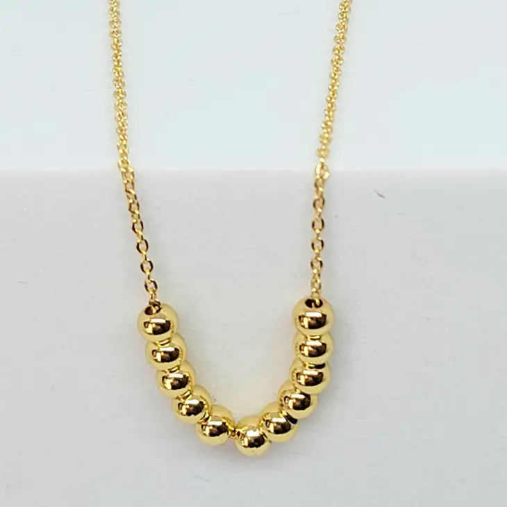 Haute Mess Gold Chain w/Eleven 4mm Beads Necklace