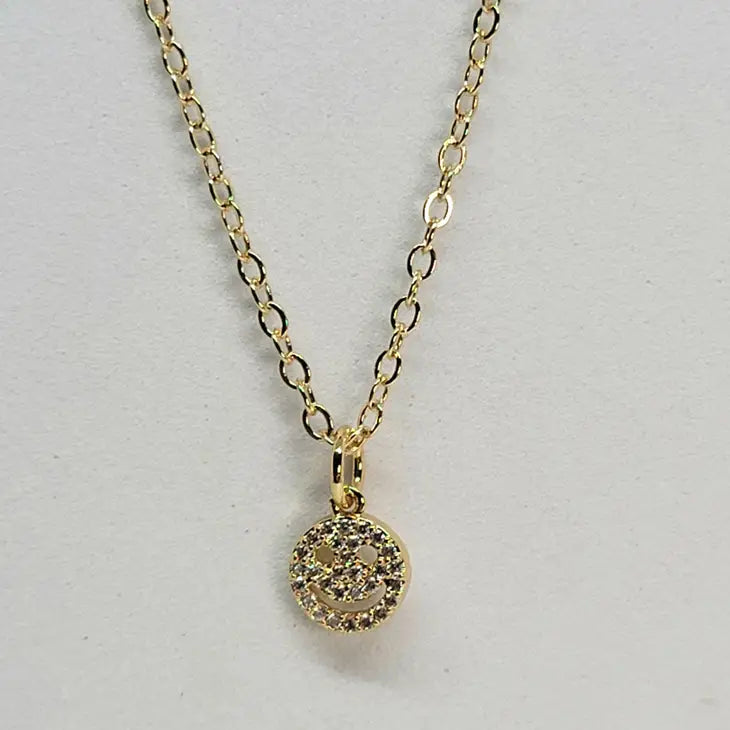 Haute Mess Small Smiley Face Gold Chain Necklace