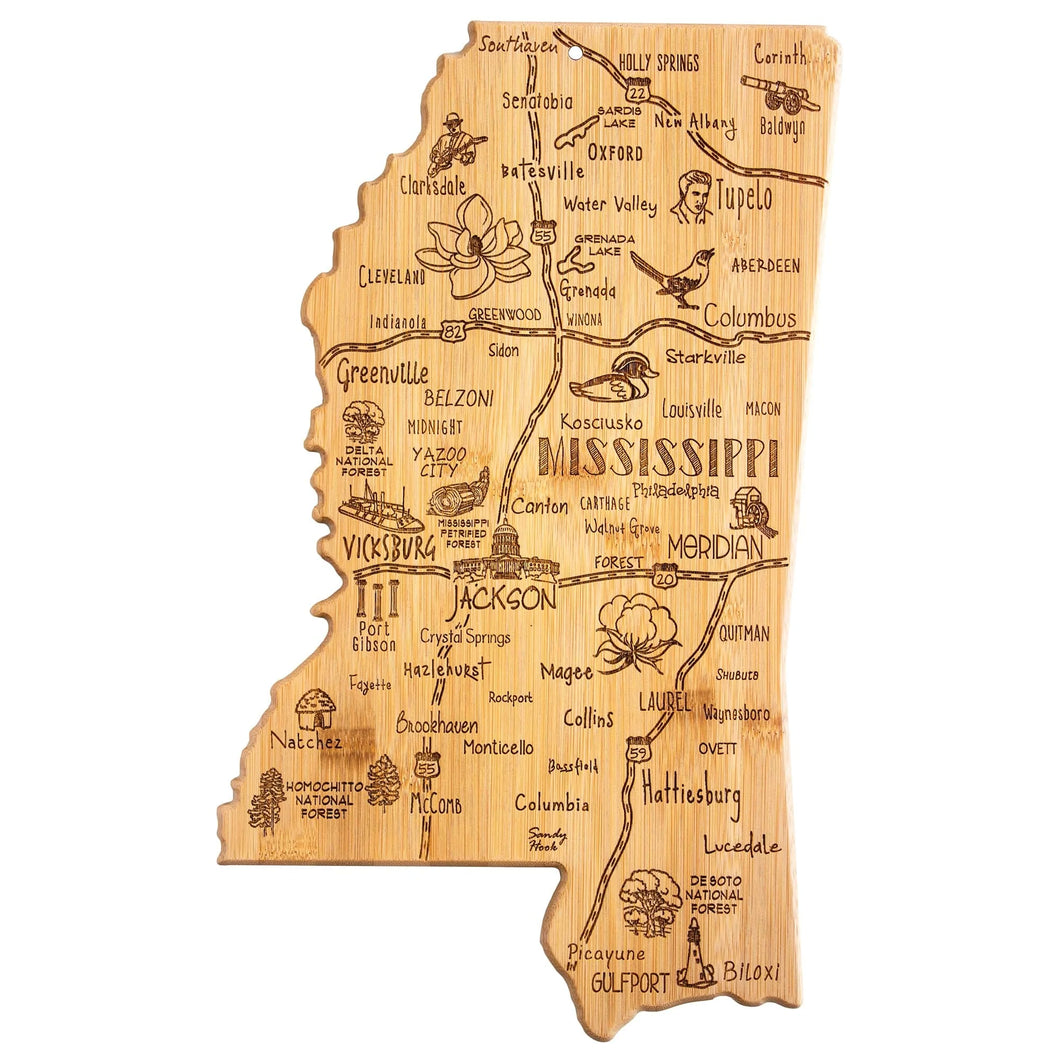 Bamboo Destination Mississippi Cutting & Serving Board