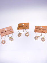 Load image into Gallery viewer, Haute Mess CZ Starburst Letter on Gold Hoops

