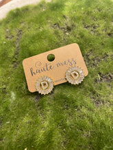 Load image into Gallery viewer, Haute Mess Gold Starburst Initial Stud Earring
