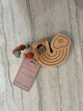 Load image into Gallery viewer, Three Hearts Rainbow Wooden Teether
