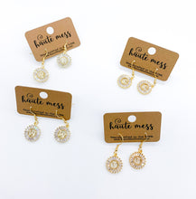 Load image into Gallery viewer, Haute Mess Gold Starburst Initial Earrings
