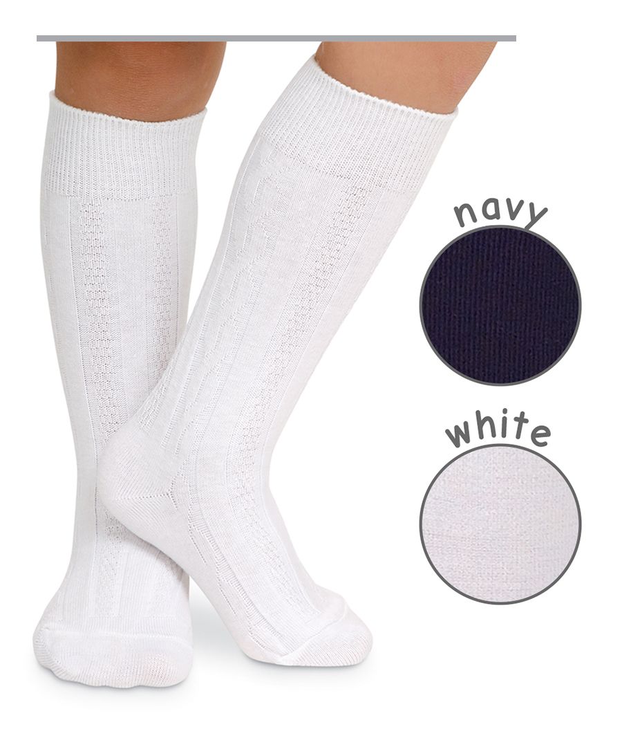Jefferies Socks White Classic Cable Knee High Socks 1 Pair 1625