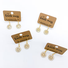 Load image into Gallery viewer, Haute Mess Gold Starburst Initial Earrings
