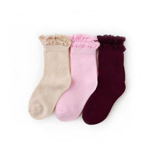 Load image into Gallery viewer, Little Stocking Co. 3-Pack Lace Midi Socks
