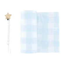 Load image into Gallery viewer, Mudpie Gingham Swaddle Gift Set
