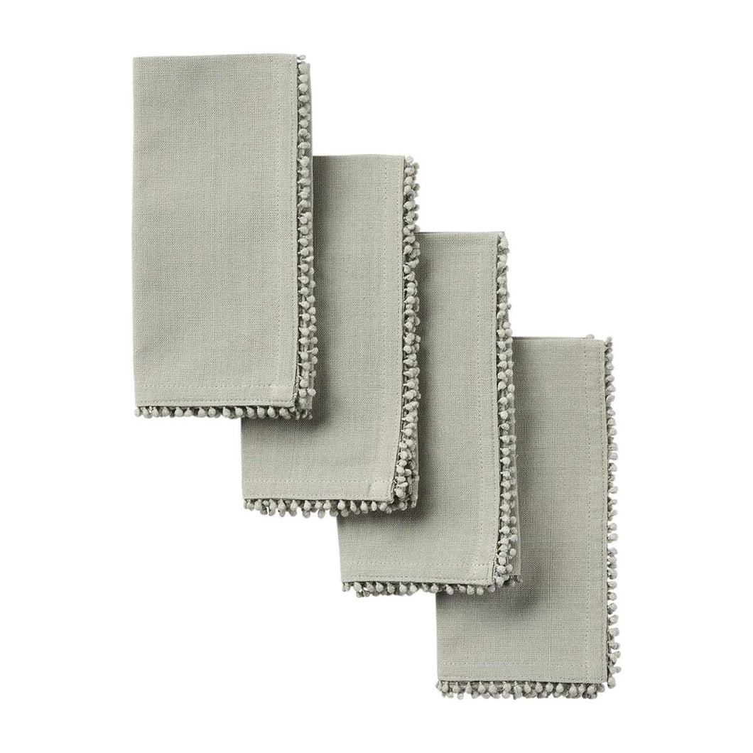 Mudpie Gray Cotton Pom Napkins