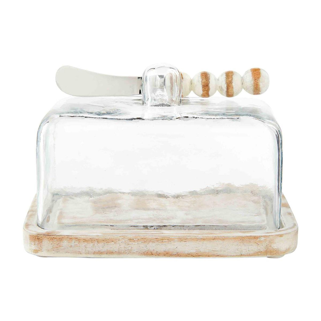 Mudpie White Glass Butter Dish